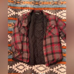 Red and Gray Plaid Quilted Jacket